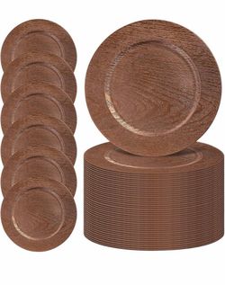 Wood Grain Charger Plates Set