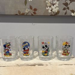 Set Of 4 Mickey Mouse Glasses McDonald’s 2000