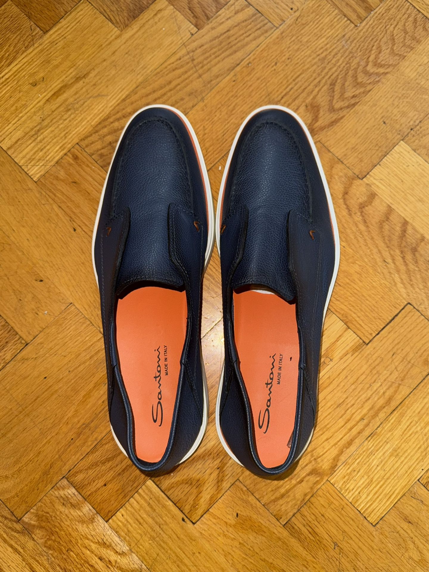 Santoni Boat Shoes in Tumbled Leather Size US12 UK 11