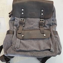 Canvas & Real Leather Backpack