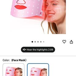 Red Light for Face,Heated LED Face Mask Light,25°C-32°C Heated Infrared Red Face Mask Light