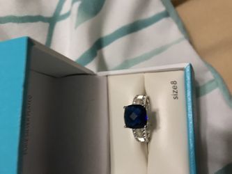 Blue sapphire size 8 silver plated