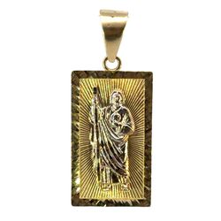 Men’s Woman’s 10k Two Toned White Yellow Gold 1” Inch Saint St. Jude Charm Pendant For Necklace GP3085353
