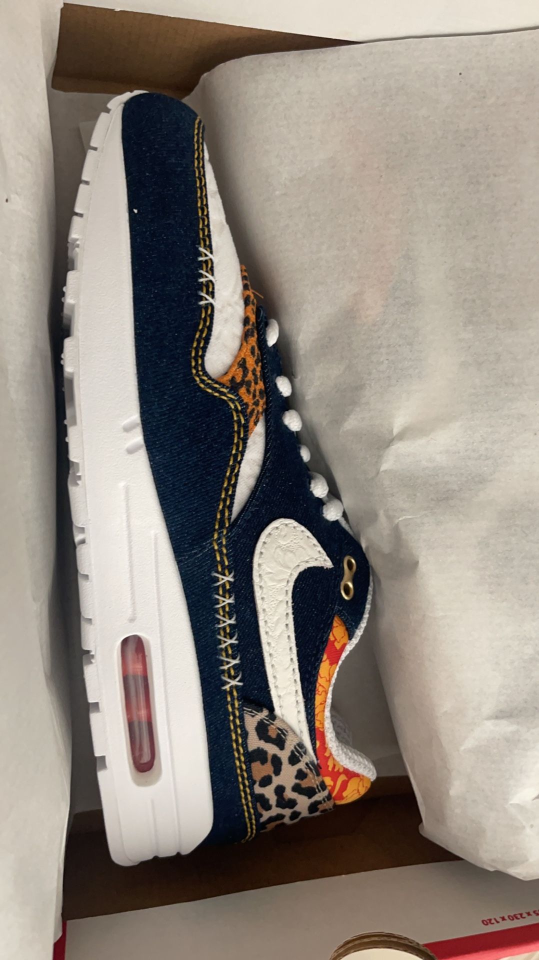 Nike Air Max 1 Premium Denim Leopard Brand New