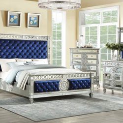 NEW VARIAN MIRROR BEDROOM SET BY ACME ! KING SIZE ADD. $150 ! MATTRESS SOLD SEPARATELY! SOLD BY MINAS HOME FURNITURE 851 Van Houten Ave Clifton NJ 0