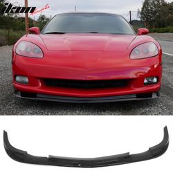 Fits 2005-2013 Chevrolet Corvette C6 Base ZR1 Style Front Bumper Lip Gloss Black 3PC