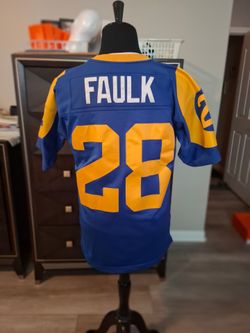 Marshall Faulk #28 Rams Football Jersey, Medium, Mitchell and Ness