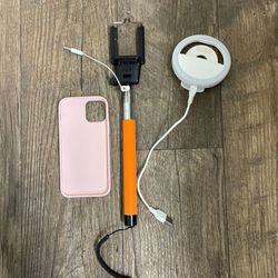 iPhone Cell phone Accessories. Ring Light, Selfie Stick, Phone Case