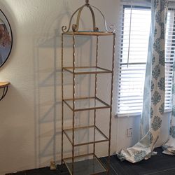 Vintage Gold 5 Glass Etagere Shelf $45