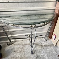 Iron/glass Top Console Table 