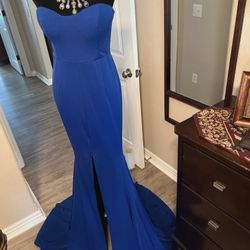 Miss Ord blue strapless maxi dress