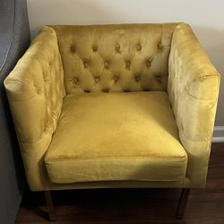 2 Velvet tufted accent chairs