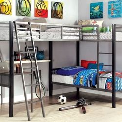 L SHAPE TRIPLE LOFT BUNK-BED DESK-LITERA
