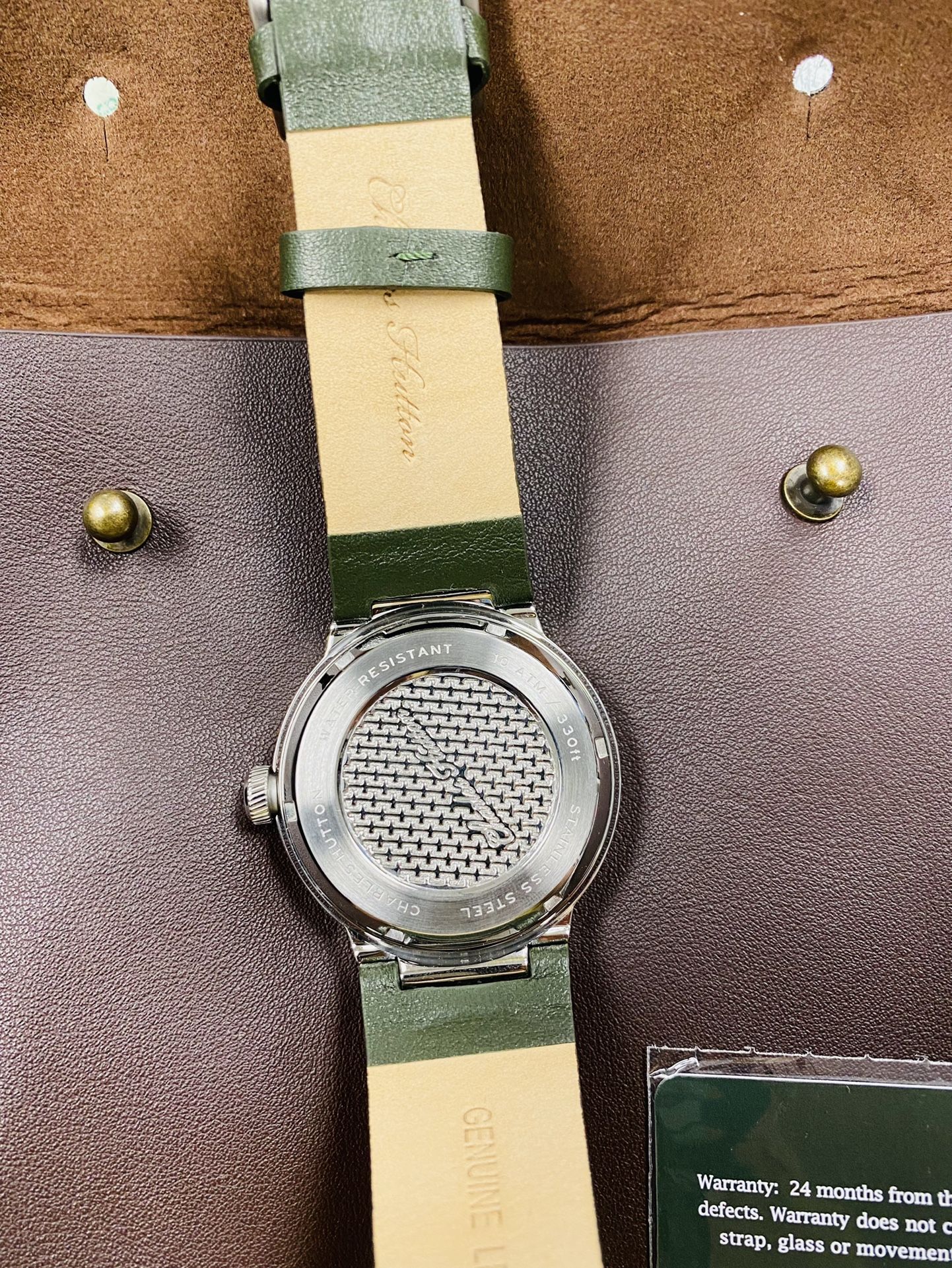 Great Condition Charles Hutton Watch With Genuine Leather Strap Carrying Case 1011684 11 Jewelry