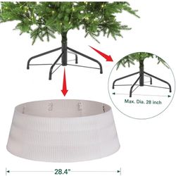 HarcoHome Christmas Tree Collar, 28.4" D Round Tree Base Cover Mixed With Natural Grain Fiber, Pet-Proof Plastic Xmas Tree Ring, Tree Skirt For Christ