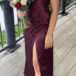 Burgundy Charmeuse Bridesmaid Dress