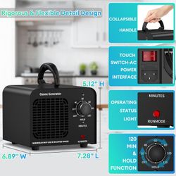 Ozone Generator 60000mg/h, Industrial/Home Ozone Machine, Odor Removal for Areas of 6,000 Square Fee