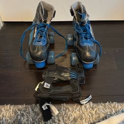 Size 4 Roller Skates And Wrist Protecter 