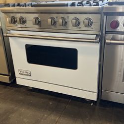 Viking 36”Wide Dual Fuel Range Stove In White With Griddle 