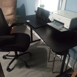 Hp laptop computer with HP printer and desk and chair and lamp cash only