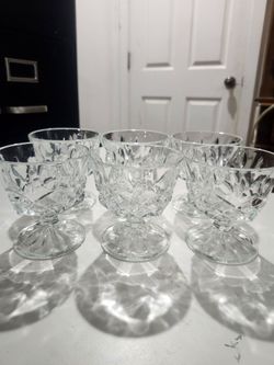Vintage Clear Pressed Glass Footed Dessert Cups Set of 6 – Pedestal Bowls