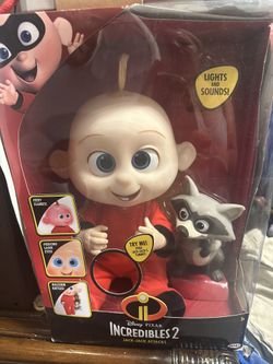 New The Incredibles 2 Jack Plush Figure Features Lights & Sounds with Raccoon Toy Disney Pixar