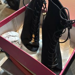 Open Toe Black Heels Size 7