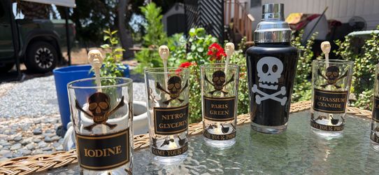 Skull drinking glasses layered in 22k gold