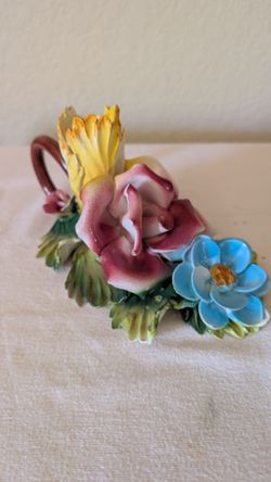 Capodimonte Porcelain Floral Taper Candle Holder – Brand New