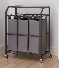 TRINITY 3-bag Laundry Cart with Flip-up Top