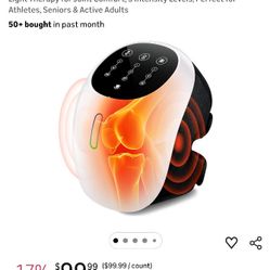 Cordless 360° Knee Massager with 1-Second Heat & Red Light Therapy for Joint Pain Relief, 3 Intensities Ideal for Athletes, Seniors, Active Adults