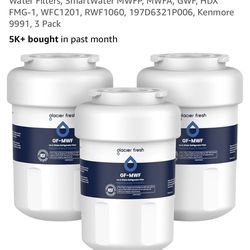 GLACIER FRESH Replacement for MWF Refrigerator Water Filters, SmartWater MWFP, MWFA, GWF, HDX FMG-1, WFC1201, RWF1060, 197D6321P006, Kenmore 9991, 3 P