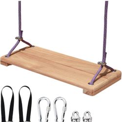 Teak Wooden Swing, Outdoor Wood Tree Swing Seat for Kids or Adults