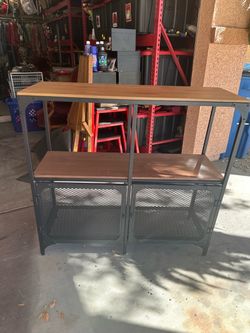 Industrial Metal and Wood Storage Cabinet