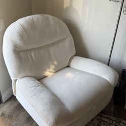Modern White Bouclé Power Recliner Chair