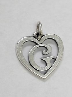 James Avery Heart Initial G silver Charm
