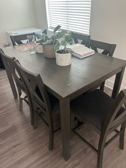 gray 6 seat dining table set