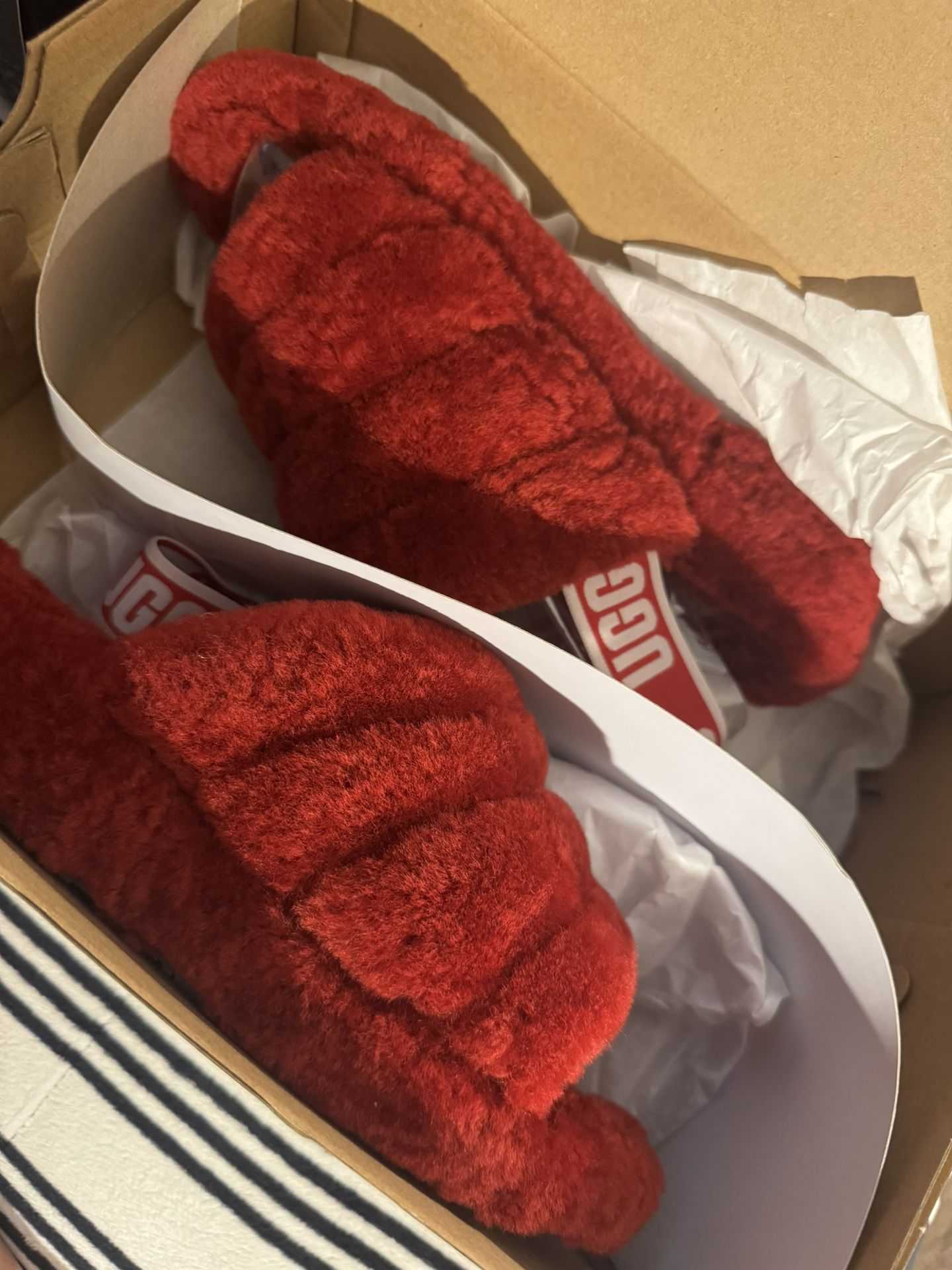 Red Ugg Fluff slippers