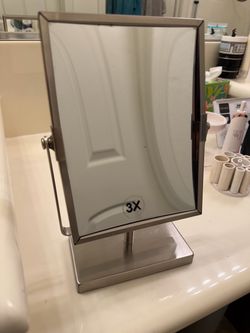 Metal Rectangular 3X Magnifying Vanity Flip Mirror