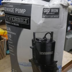   Everbilt 3/4 HP Sewage Ejector Pump, Black - ESE60W-HD NEW. OPEN BOX. BOX WAS OPEN FOR INSPECTION. 