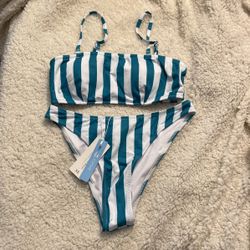 New Bikini (white And Green)
