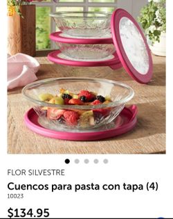 Set de 4 platos con tapaderas nuevos en caja de princess house