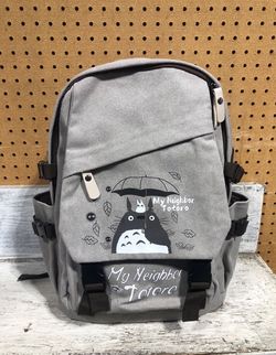 Totoro Large Canvas Backpack  Studio Ghibli Grey Rare
