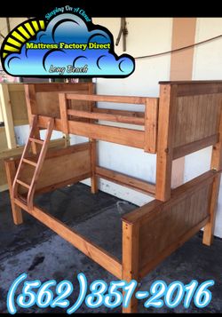 Twin full oak bunk bed with mattresses colchones cama
