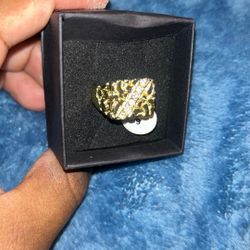 Gold Plated Size 9 Ring With moissanite 