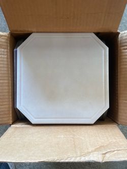 Vintage 8” Octagon  Light Beige / Off-White Glazed Ceramic Tiles – New Old Stock – Multiple Boxes Available