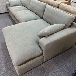 Elyza Gray Comfy Modular Sectional Couch With Chaise 