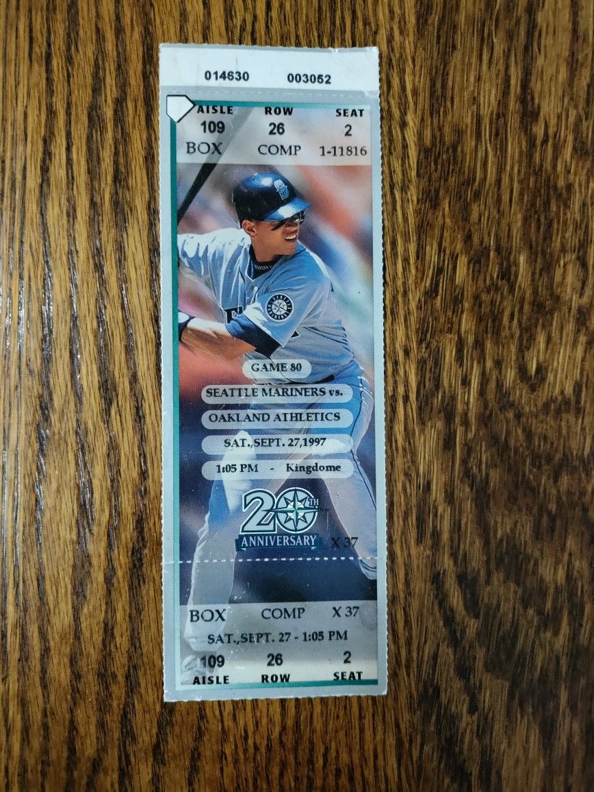 Mariners Full Game Ticket -Unused from Sat., Sept. 27, 1997