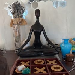 Wood Yoga Statue 