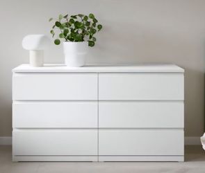 STORKLINTA
6-drawer dresser, white/anchor/unlock function, 55 1/8x18 7/8x29 1/2 "